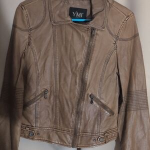 YMI Women's Tan Leather Jacket